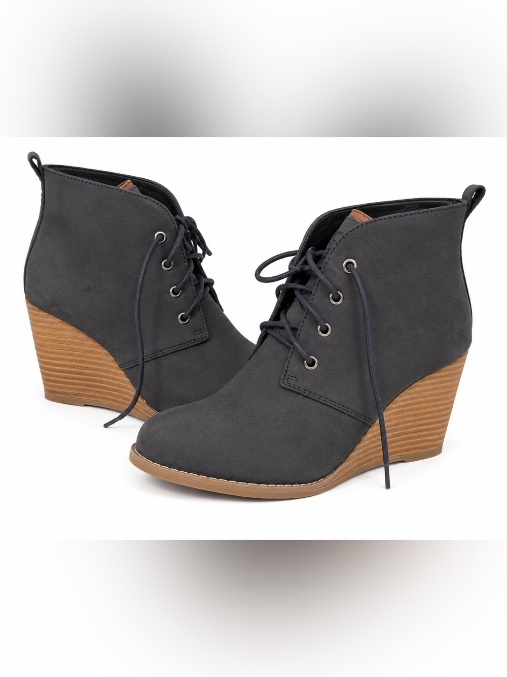 Nautica Waterline faux suede wedge ankle boots in navy blue